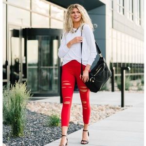 ZYIA Red Luxe Slash Leggings